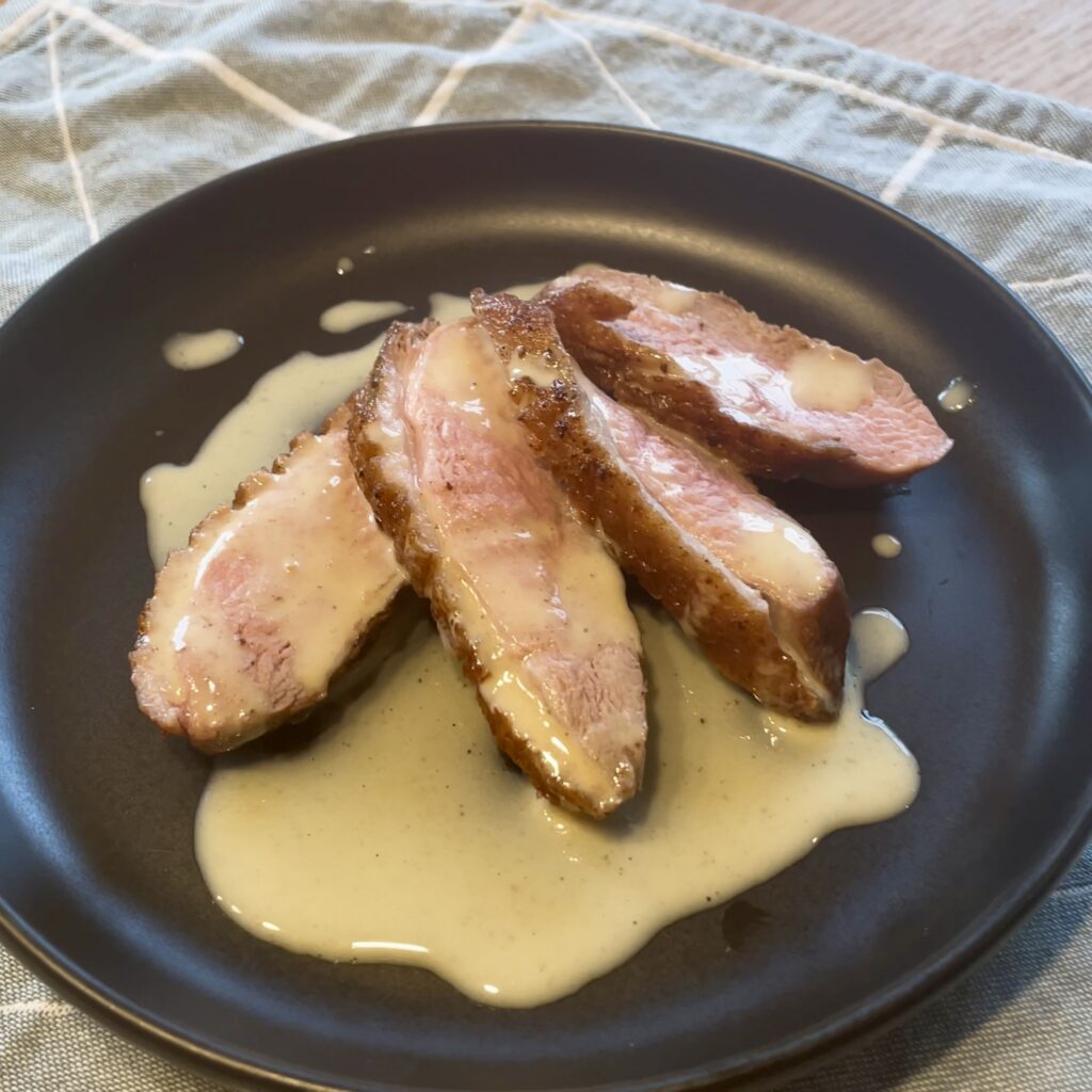 Duck breast with honey mustard sauce