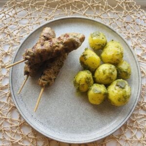 New Potatoes with Pesto & Juicy Veal Kofta